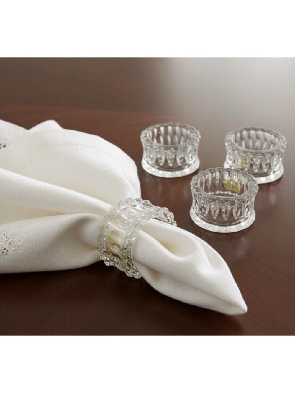 Gorham Full Lead Crystal Napkin Rings Set of 4 West Germany Vintage Elegant